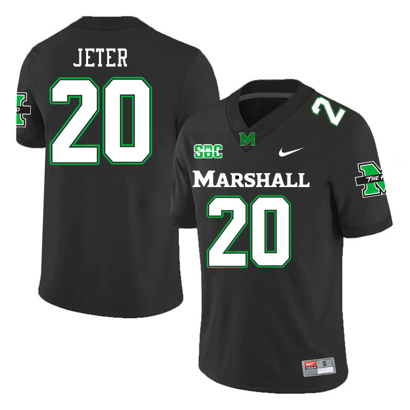 Men #20 TaShawn Jeter Marshall Thundering Herd SBC Conference College Football Jerseys Stitched-Blac